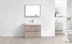 KUBEBATH BLISS 36″ NATURE WOOD FLOOR MOUNT MODERN BATHROOM VANITY - Image 2