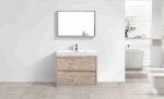 KUBEBATH BLISS 40″ NATURE WOOD FLOOR MOUNT MODERN BATHROOM VANITY - Image 2