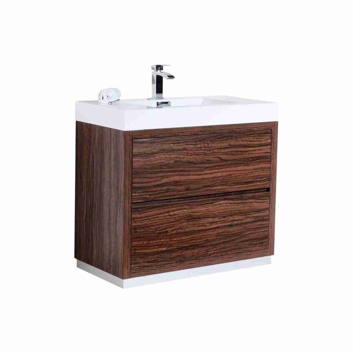 KUBEBATH BLISS 40″ WALNUT FREE STANDING MODERN BATHROOM VANITY - Image 1