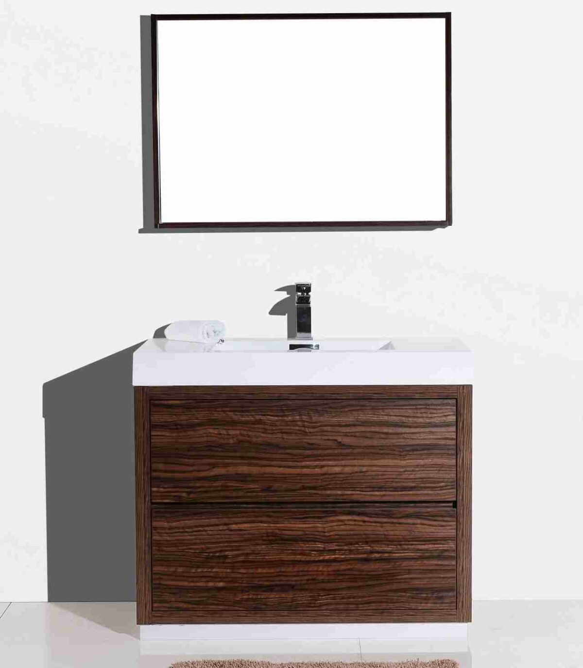 KUBEBATH BLISS 40″ WALNUT FREE STANDING MODERN BATHROOM VANITY - Image 2