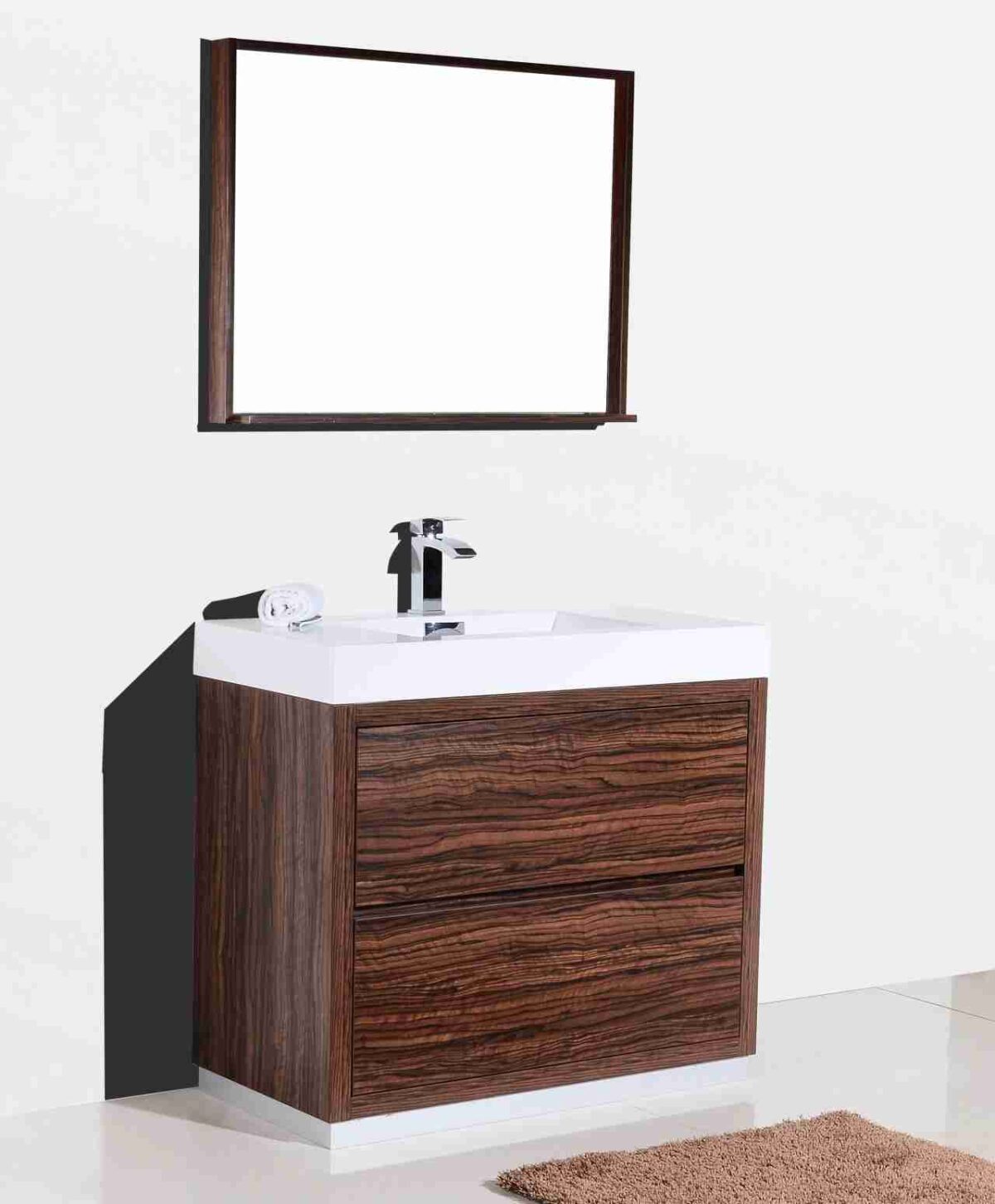 KUBEBATH BLISS 40″ WALNUT FREE STANDING MODERN BATHROOM VANITY - Image 3