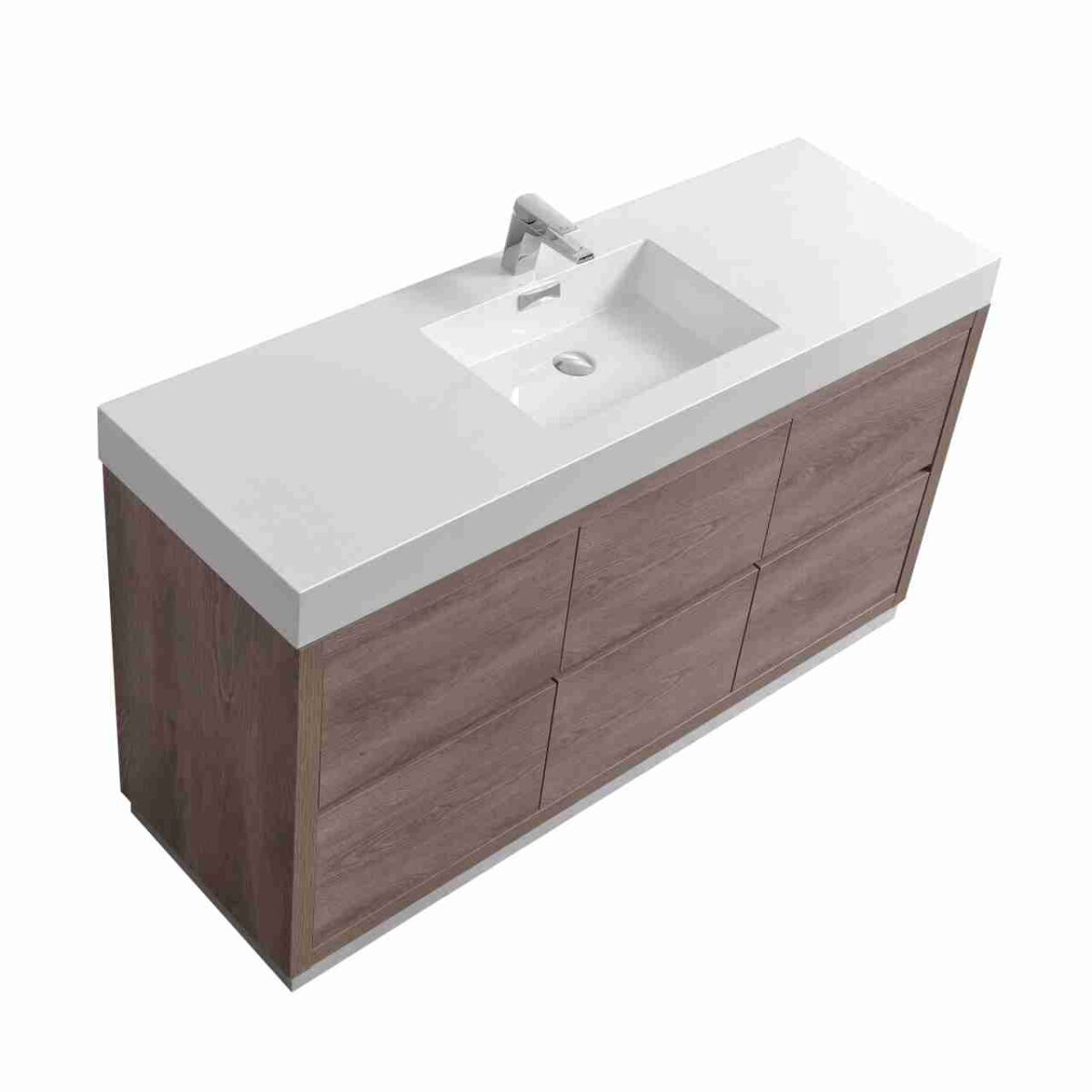 KUBEBATH BLISS 60″ SINGLE SINK BUTTERNUT FLOOR MOUNT MODERN BATHROOM VANITY - Image 1