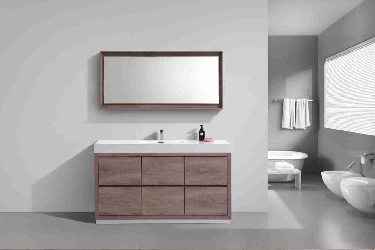 KUBEBATH BLISS 60″ SINGLE SINK BUTTERNUT FLOOR MOUNT MODERN BATHROOM VANITY - Image 2