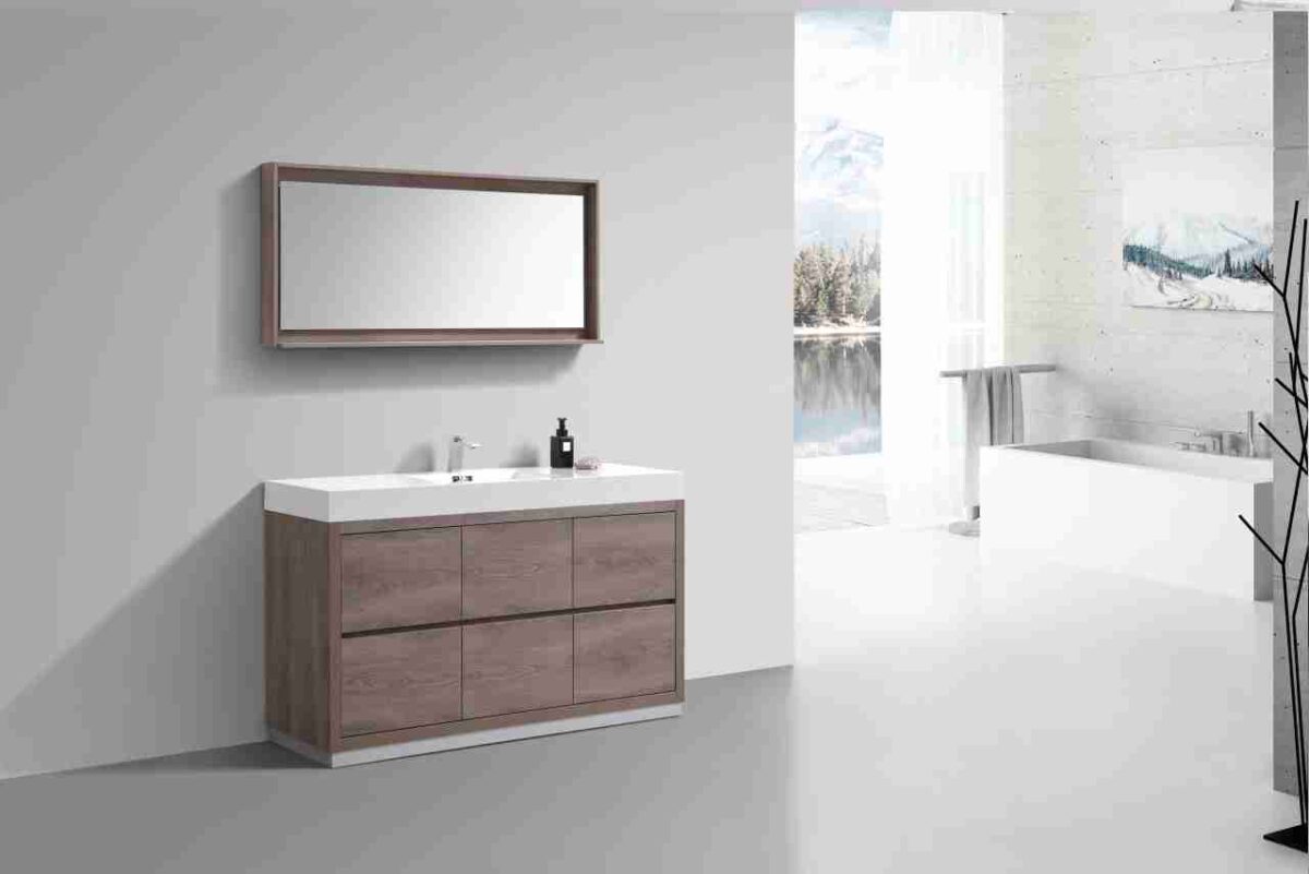 KUBEBATH BLISS 60″ SINGLE SINK BUTTERNUT FLOOR MOUNT MODERN BATHROOM VANITY - Image 3