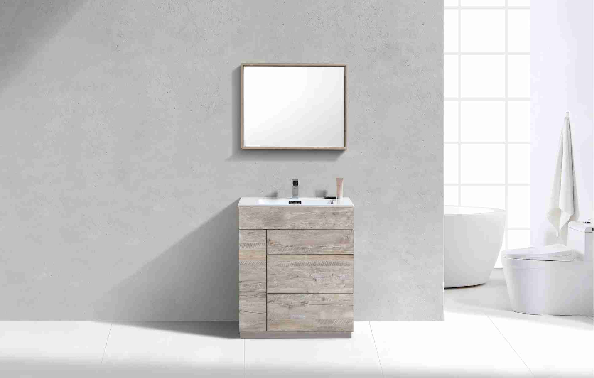 KFM30-NW-1 KUBEBATH MILANO 30″ NATURE WOOD FLOOR MOUNT MODERN BATHROOM VANITY - Image 2