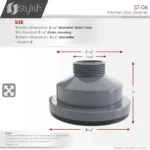 STYLISH ST-06 3.5-inch Graphite Stainless Steel Kitchen Sink Strainer - Image 2