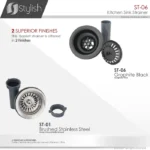STYLISH ST-06 3.5-inch Graphite Stainless Steel Kitchen Sink Strainer - Image 3