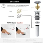 STYLISH D-700 Pop-Up Bathroom Sink Drain With Overflow - Image 9