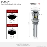 STYLISH D-700 Pop-Up Bathroom Sink Drain With Overflow - Image 3