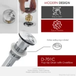 STYLISH D-700 Pop-Up Bathroom Sink Drain With Overflow - Image 7