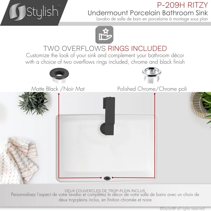 STYLISH+Ritzy+20-3_8_L+White+Rectangular+Undermount+Bathroom+Sink (5) STYLISH P-209H RITZY 20-inch Undermount Bathroom Sink - Image 5