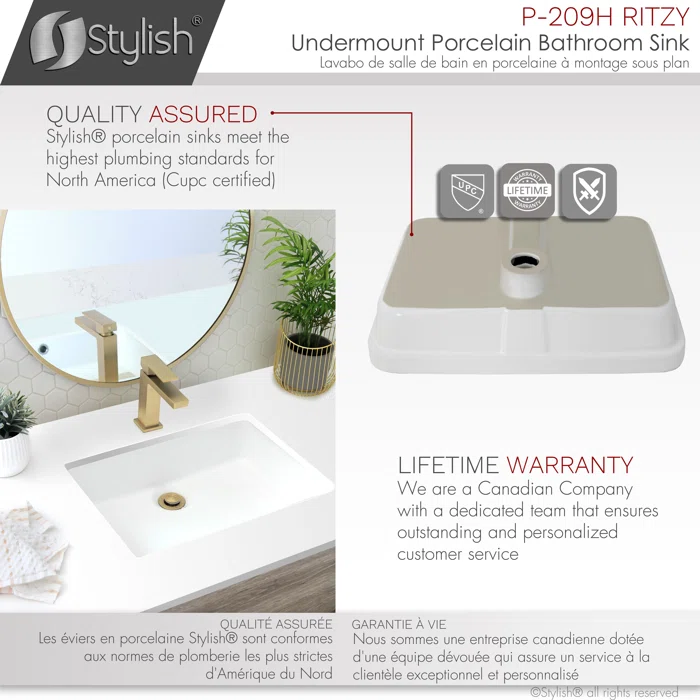 STYLISH+Ritzy+20-3_8_L+White+Rectangular+Undermount+Bathroom+Sink (6) STYLISH P-209H RITZY 20-inch Undermount Bathroom Sink - Image 6