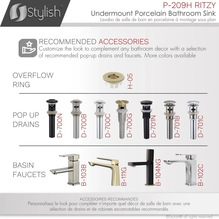 STYLISH+Ritzy+20-3_8_L+White+Rectangular+Undermount+Bathroom+Sink (7) STYLISH P-209H RITZY 20-inch Undermount Bathroom Sink - Image 7