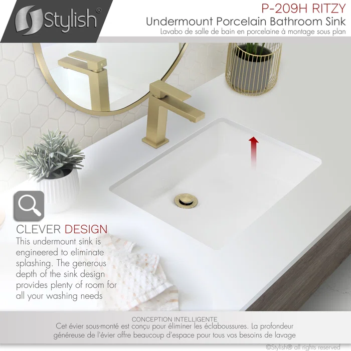 STYLISH+Ritzy+20-3_8_L+White+Rectangular+Undermount+Bathroom+Sink (8) STYLISH P-209H RITZY 20-inch Undermount Bathroom Sink - Image 8
