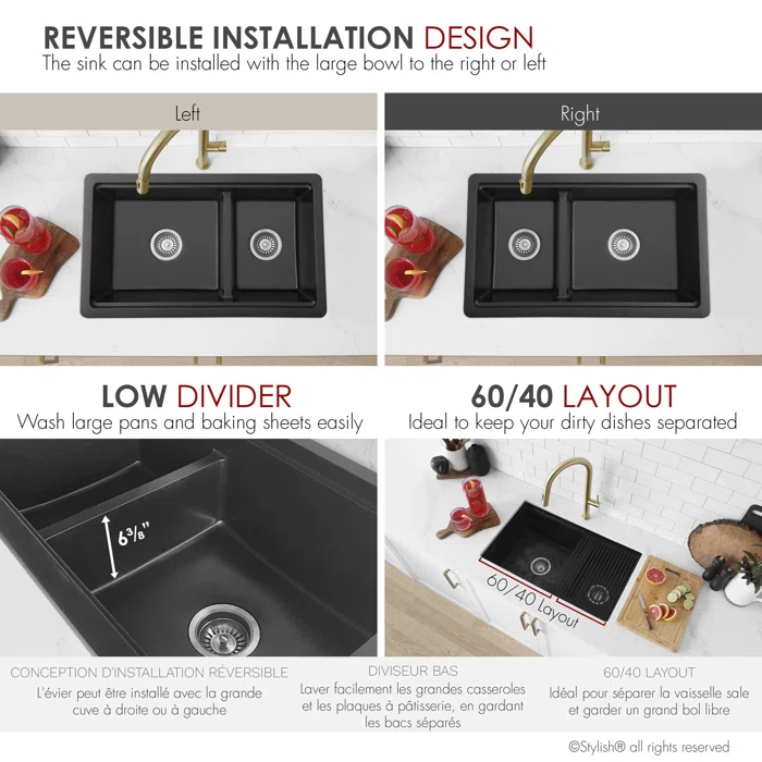 Stylish+Waterton+Composite+Dual+Mount+30”+Double-bowl+Workstation+Kitchen+Sink (7) STYLISH S-831WN WATERTON 30-inch Workstation Kitchen Sink - Image 7
