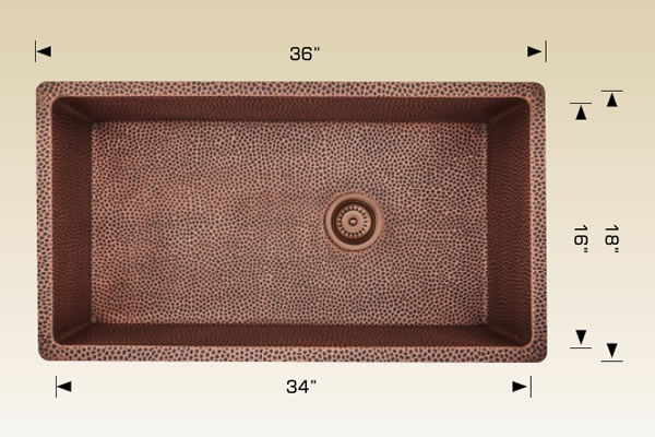 206036-1 BOSCO 206036 Copper Series 36″ Kitchen Sink - Image 1