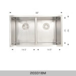 BOSCO 203318M Deluxe Series 32″ Kitchen Sink
