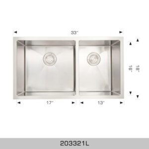 BOSCO 203321L Deluxe Series 33″ Kitchen Sink