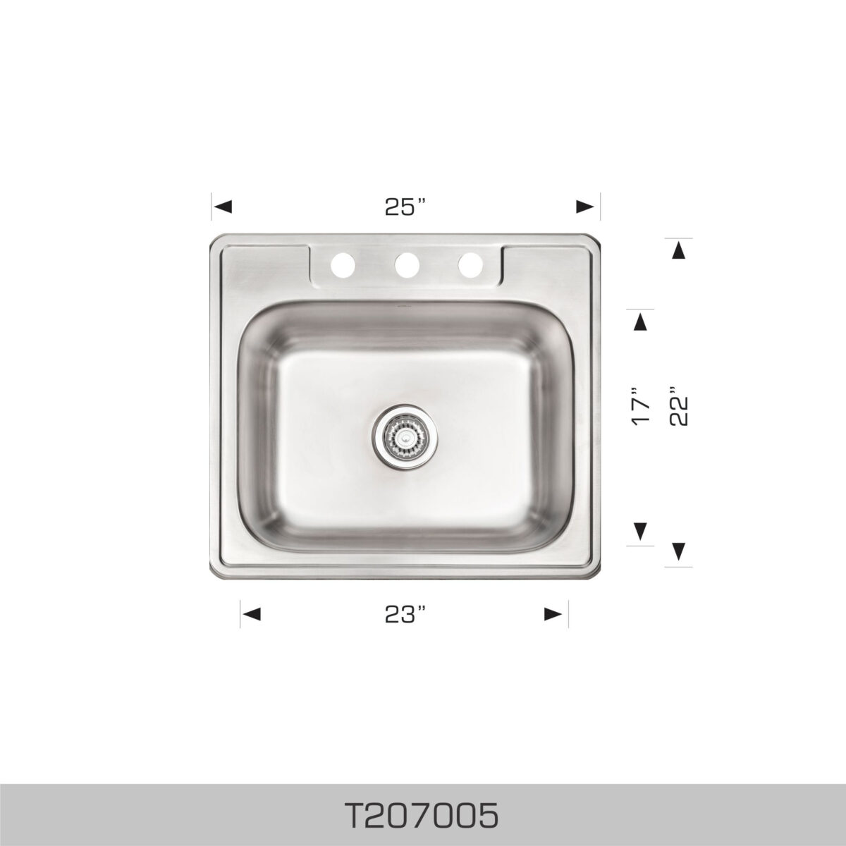 BOSCO T207005 Standard Series 25″ Kitchen Sink