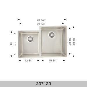 BOSCO 207120 Standard Series 31″ Kitchen Sink