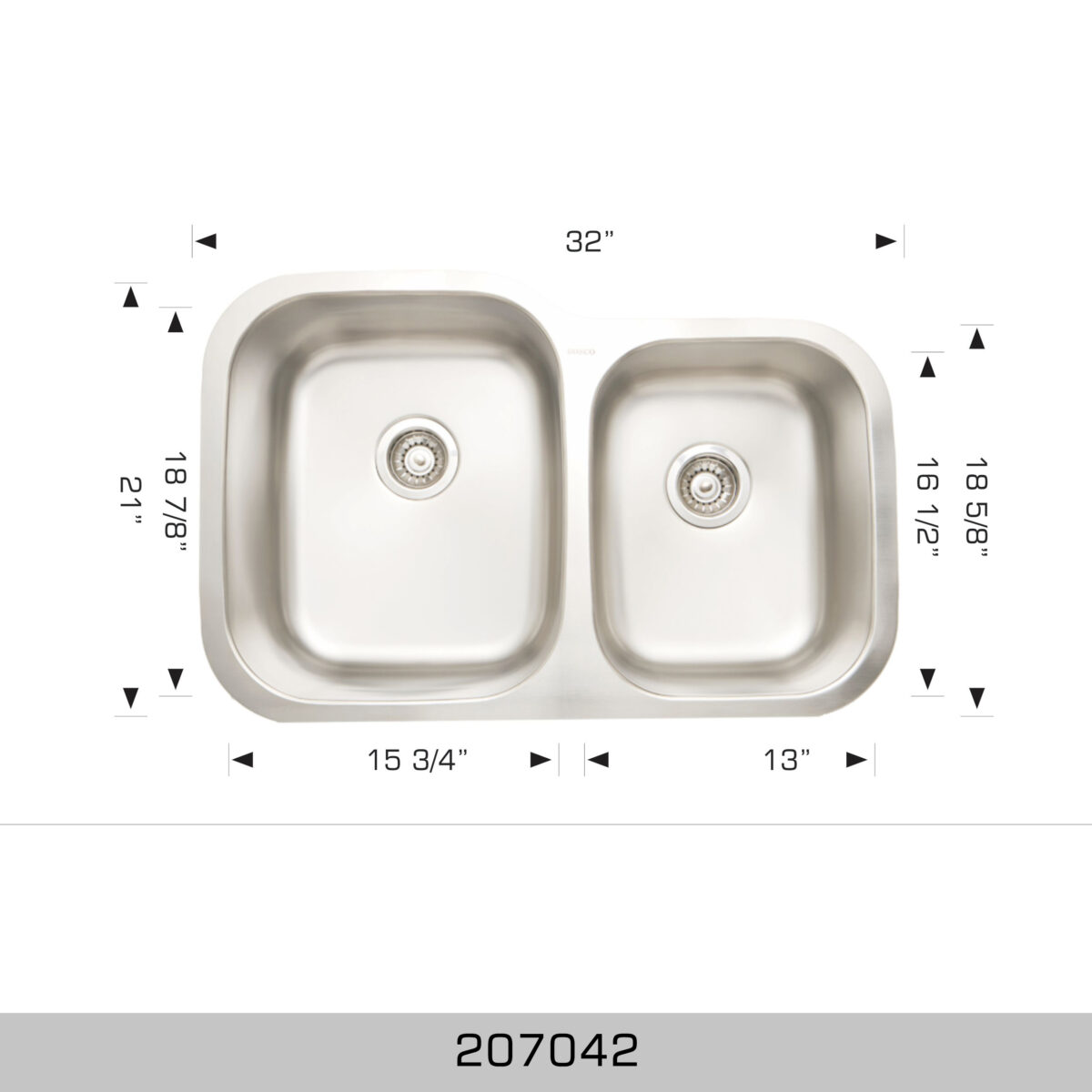 BOSCO 207042 Standard Series 32″ Kitchen Sink