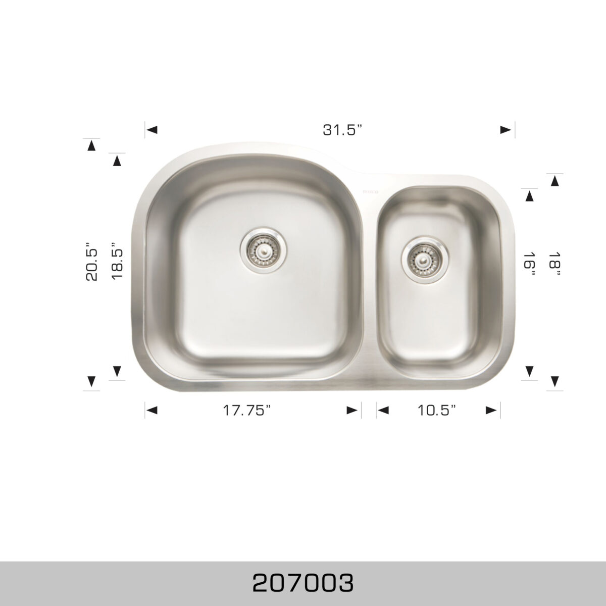 BOSCO 207003 Super Series 31″ Kitchen Sink