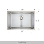 BOSCO 202505 Universal Design Series 25″ Kitchen Sink