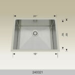 BOSCO 240021 Textured Titanium Series 21″ Kitchen Sink