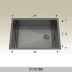 BOSCO 24002BK Textured Titanium Series 27″ Kitchen Sink