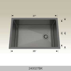 BOSCO 24002BK Textured Titanium Series 27″ Kitchen Sink