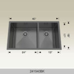 BOSCO 241940BK Textured Titanium Series 40″ Kitchen Sink