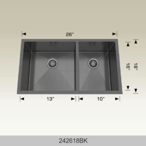 BOSCO 242618BK Textured Titanium Series 26″ Kitchen Sink