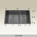 BOSCO 243318BK Textured Titanium Series 33″ Kitchen Sink