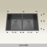 BOSCO 243418BK Textured Titanium Series 34″ Kitchen Sink