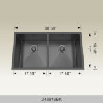 BOSCO 243819BK Textured Titanium Series 38″ Kitchen Sink