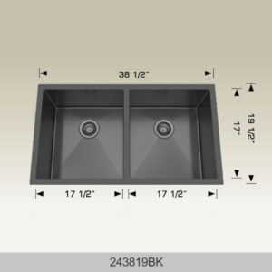 BOSCO 243819BK Textured Titanium Series 38″ Kitchen Sink