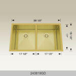 BOSCO 243819GD Textured Titanium Series 38″ Kitchen Sink