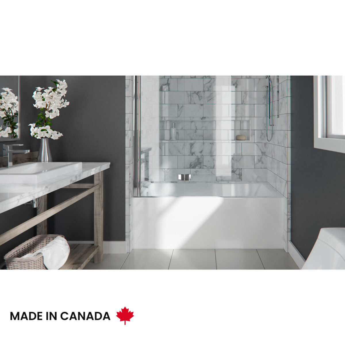 Neptune Albana 3060 IFS Acrylic Alcove Left-Hand Drain Bathtub - Image 1