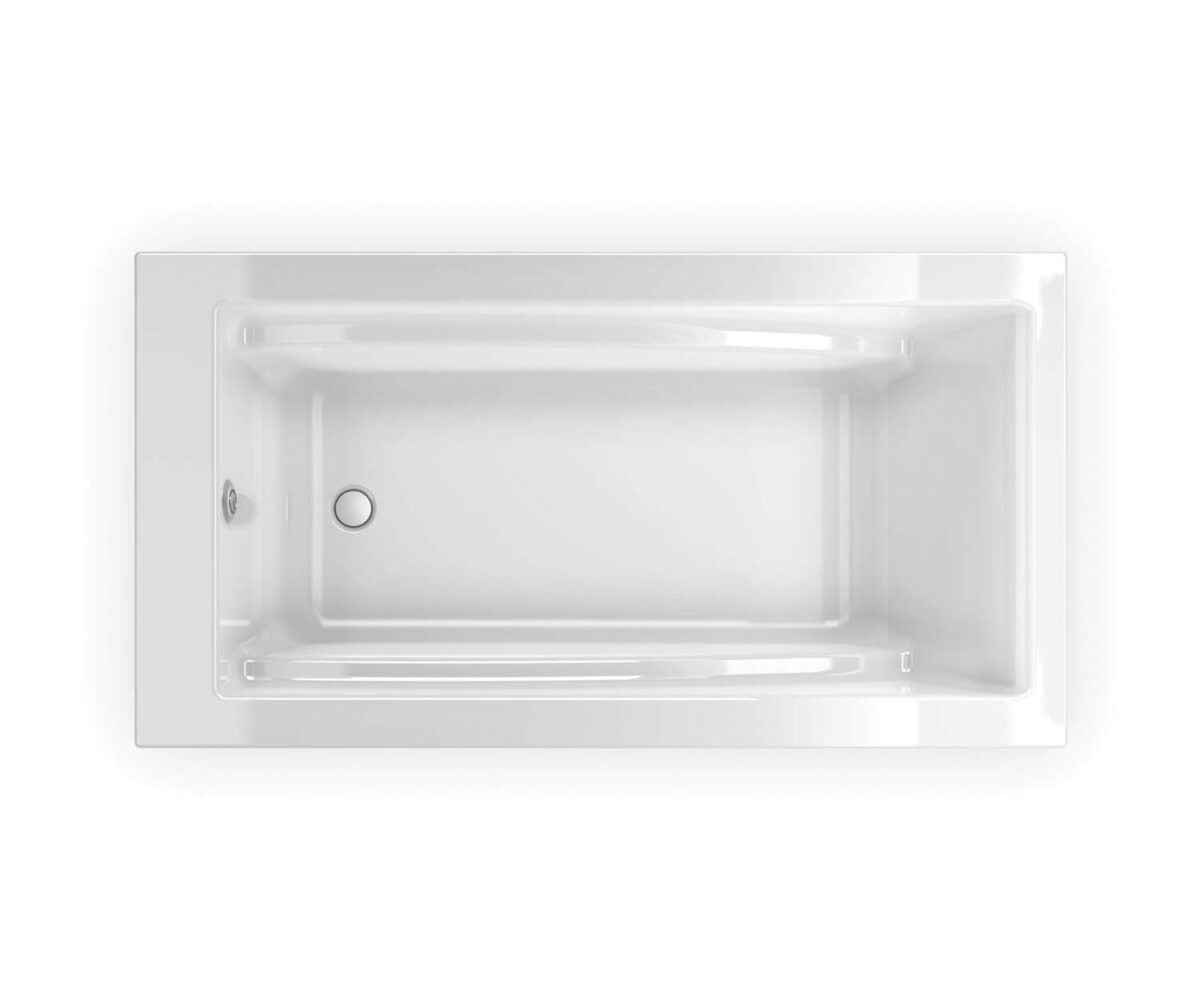 Optik 6032 F Acrylic Freestanding End Drain Bathtub in White with White Skirt