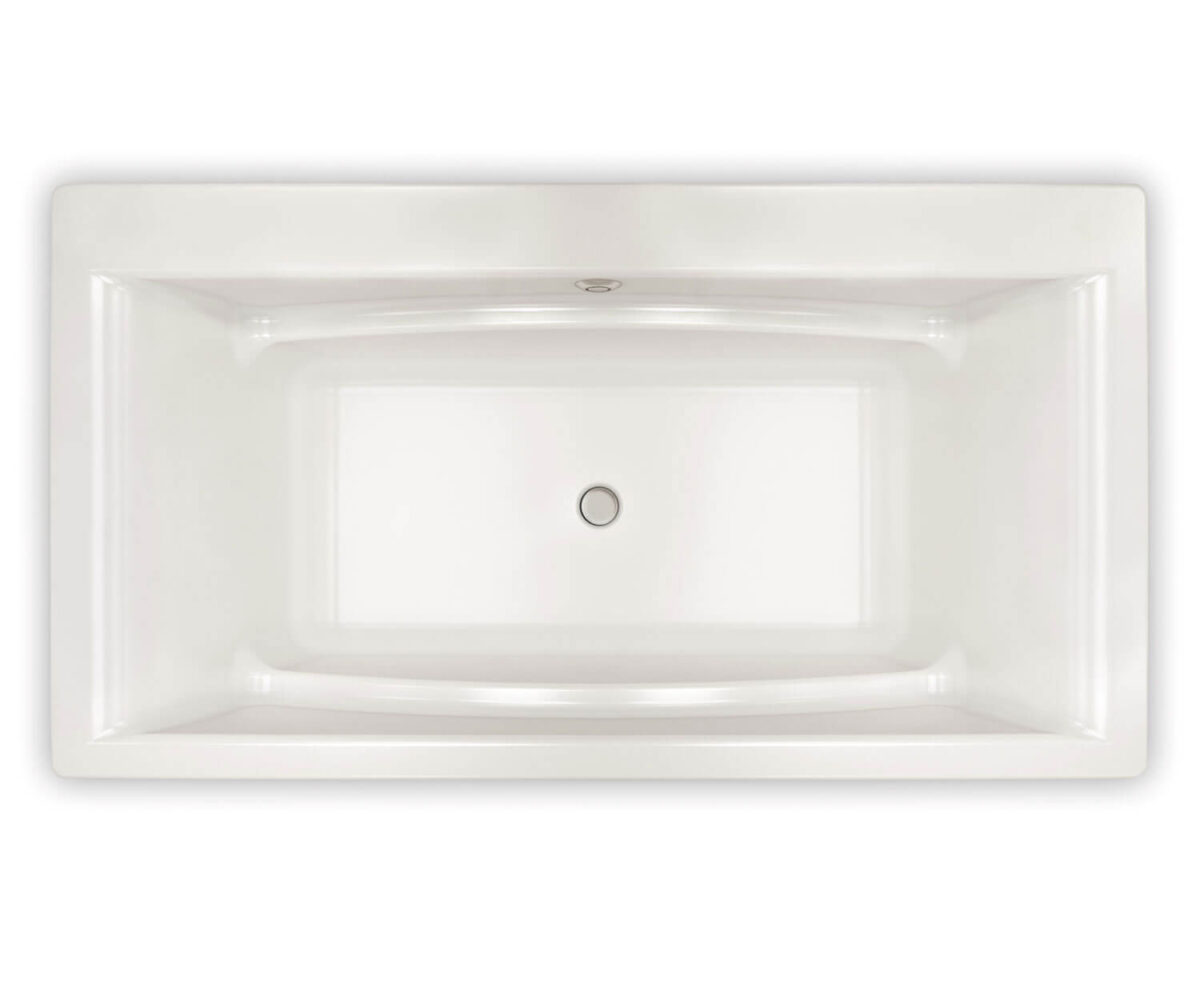 Optik 6636 F Acrylic Freestanding Center Drain Bathtub in White with White Skirt