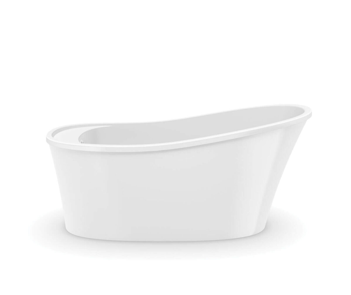 Ariosa 6032 Acrylic Freestanding End Drain Bathtub in White with White Skirt