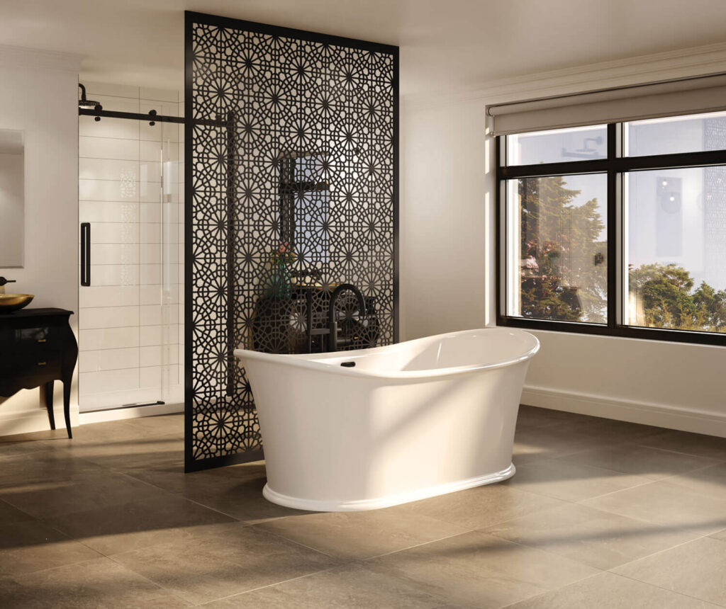 Elina 66 x 34 Acrylic Freestanding Center Drain Bathtub in White with White Skirt