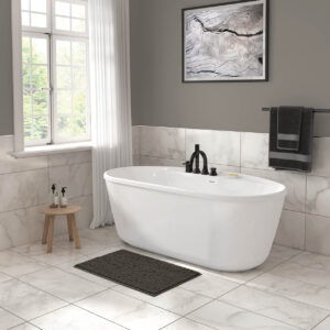 Eldora 5832 AcrylX Freestanding Center Drain Bathtub in White with White Skirt