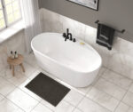 Eldora 6434 AcrylX Freestanding Center Drain Bathtub in White with White Skirt