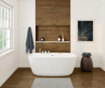 Fontana 58 x 32 AcrylX Freestanding Center Drain Bathtub in White with White Skirt