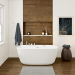 Fontana 58 x 32 AcrylX Freestanding Center Drain Bathtub in White with White Skirt