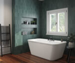 Pocono 58 x 32 AcrylX Freestanding Center Drain Bathtub in White with White Skirt