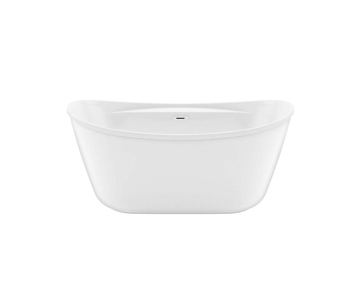 Sonoma 58 x 32 AcrylX Freestanding Center Drain Bathtub in White with White Skirt