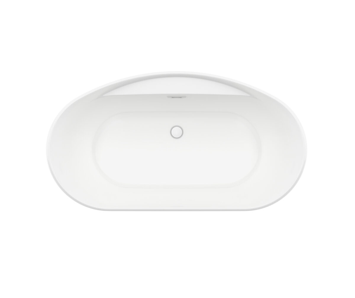 Sonoma 58 x 32 AcrylX Freestanding Center Drain Bathtub in White with White Skirt