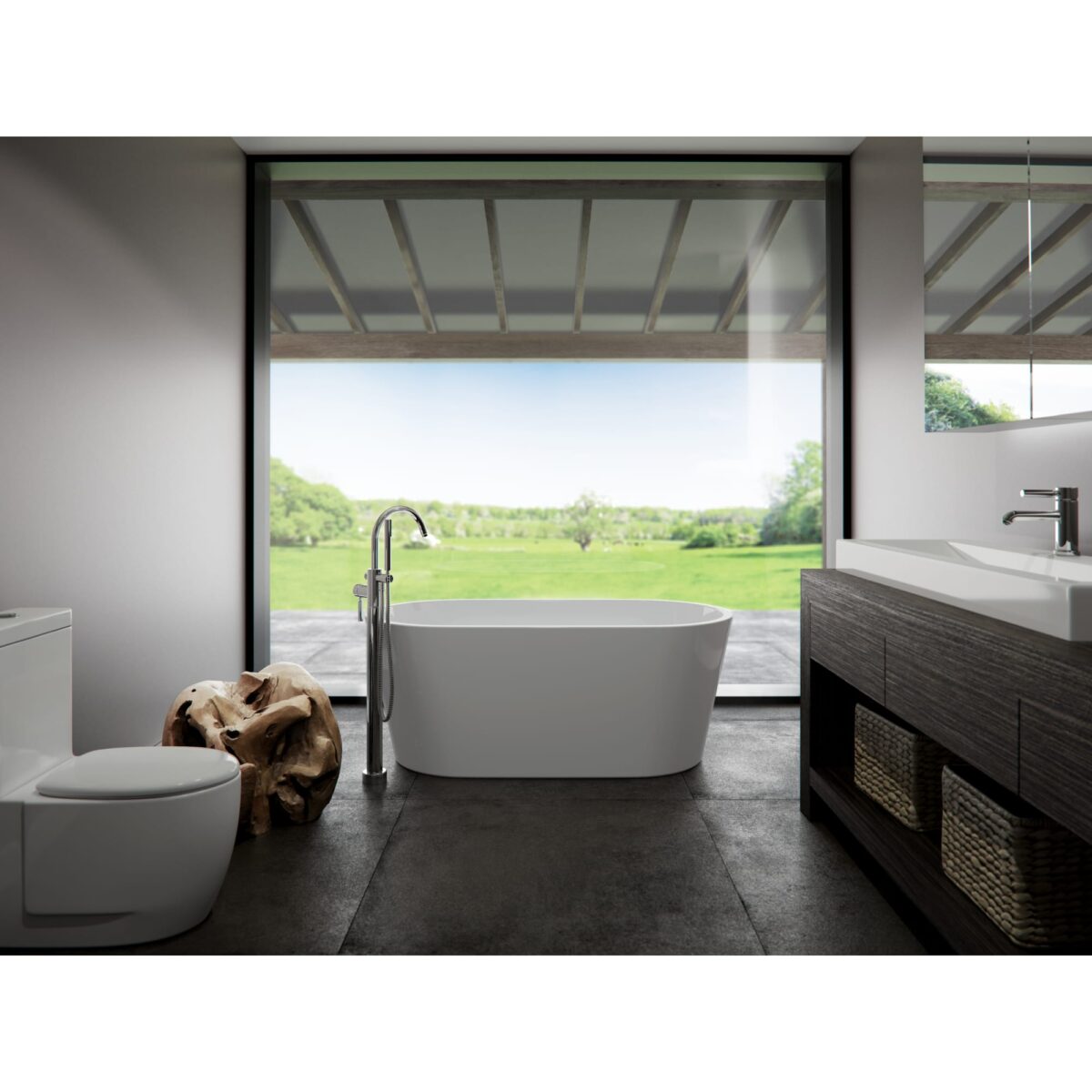 Neptune Monaco F1 3060 AFR Acrylic Freestanding Center Drain Bathtub in White - Image 1